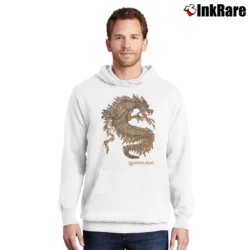 Men’s Las Vegas Imperial Palace Gold Dragon Glitter Pullover Hoodie in white | Cozy, Durable, Modern Fit