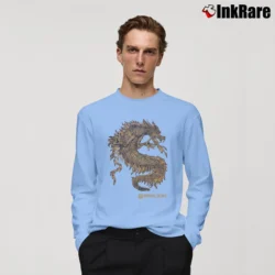 Men’s Las Vegas Imperial Palace Gold Dragon Glitter Long-Sleeve Shirt in light blue | Sleek, Lightweight, Year-Round Wear