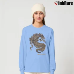 Women’s Las Vegas Imperial Palace Gold Dragon Glitter Long-Sleeve Top in light blue | Sleek, Versatile, All-Season