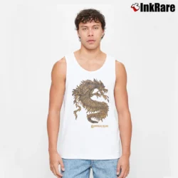 Men’s Las Vegas Imperial Palace Gold Dragon Glitter Tank Top in white | Breathable, Active-Friendly Design