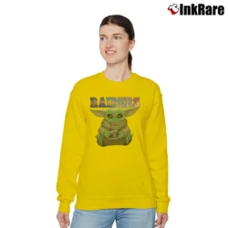 Women’s Las Vegas Raiders Baby Yoda Star Wars Football Relaxed Sweatshirt in yellow | Soft, Laid-Back Vibe