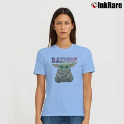 Women’s Las Vegas Raiders Baby Yoda Star Wars Football Signature T-Shirt in light blue | Soft, Flattering Fit