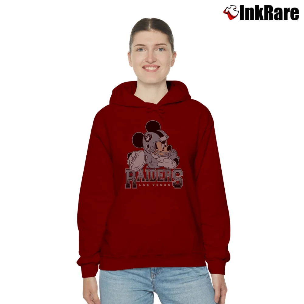 Women’s Las Vegas Raiders Disney Mickey Mouse Quarterback Cozy Hoodie in maroon | Warm, Structured, Stylish