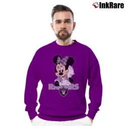 Men’s Las Vegas Raiders Football Mimi Mouse Disney Crewneck Sweatshirt in purple | Cozy Fabric, Clean Style