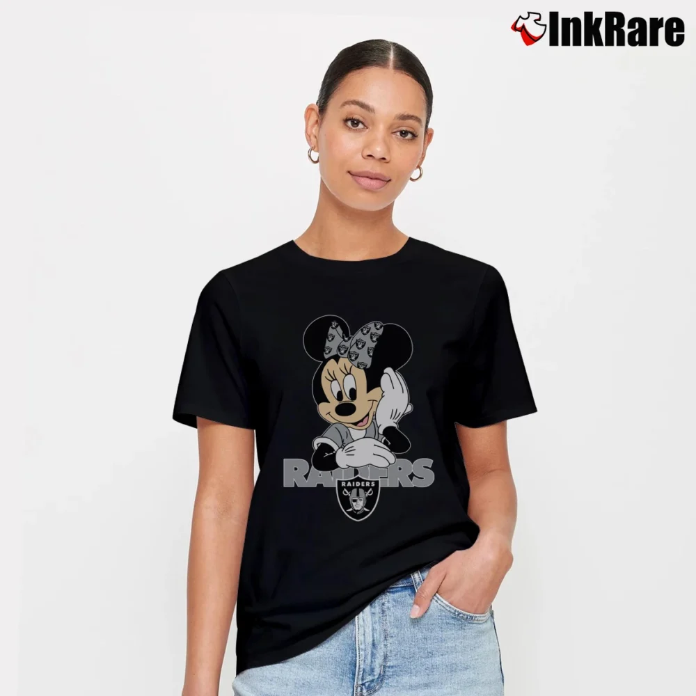 Women’s Las Vegas Raiders Football Team Mickey Mouse Disney Signature T-Shirt in black | Soft, Flattering Fit