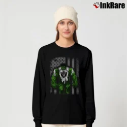 Women’s Las Vegas Raiders Hulk DC Marvel Superhero Crossover Long-Sleeve Top in black | Sleek, Versatile, All-Season