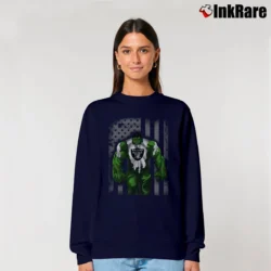 Women’s Las Vegas Raiders Hulk DC Marvel Superhero Crossover Relaxed Sweatshirt in navy | Soft, Laid-Back Vibe