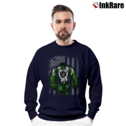 Men’s Las Vegas Raiders Hulk DC Marvel Superhero Crossover Crewneck Sweatshirt in navy | Cozy Fabric, Clean Style