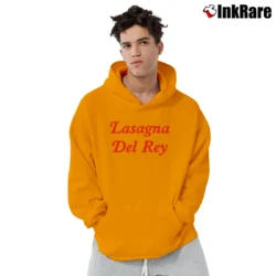 Men’s Lasagna Del Rey Funny Foodie Parody Pullover Hoodie in orange | Cozy, Durable, Modern Fit