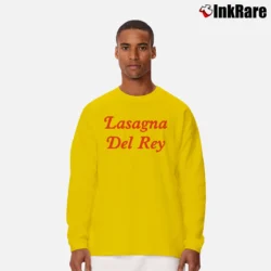 Men’s Lasagna Del Rey Funny Foodie Parody Long-Sleeve Shirt in yellow | Sleek, Lightweight, Year-Round Wear