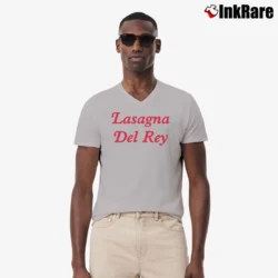 Men’s Lasagna Del Rey Funny Foodie Parody V-Neck Tee in sport grey | Sharp, Breathable, Everyday Staple