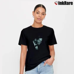 Women’s Latin Pop Portrait Luis Miguel Signature T-Shirt in black | Soft, Flattering Fit