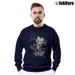 Men’s Laughing Joker 1987 Dc Comics Crewneck Sweatshirt in navy | Cozy Fabric, Clean Style