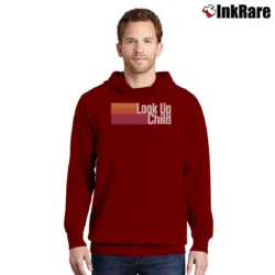 Men’s Lauren Daigle Look Up Child Striped Pullover Hoodie in maroon | Cozy, Durable, Modern Fit