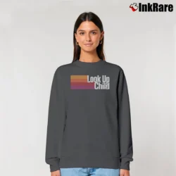 Women’s Lauren Daigle Look Up Child Striped Relaxed Sweatshirt in charcoal | Soft, Laid-Back Vibe