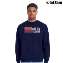 Men’s Lauren Daigle Look Up Child Striped Crewneck Sweatshirt in navy | Cozy Fabric, Clean Style