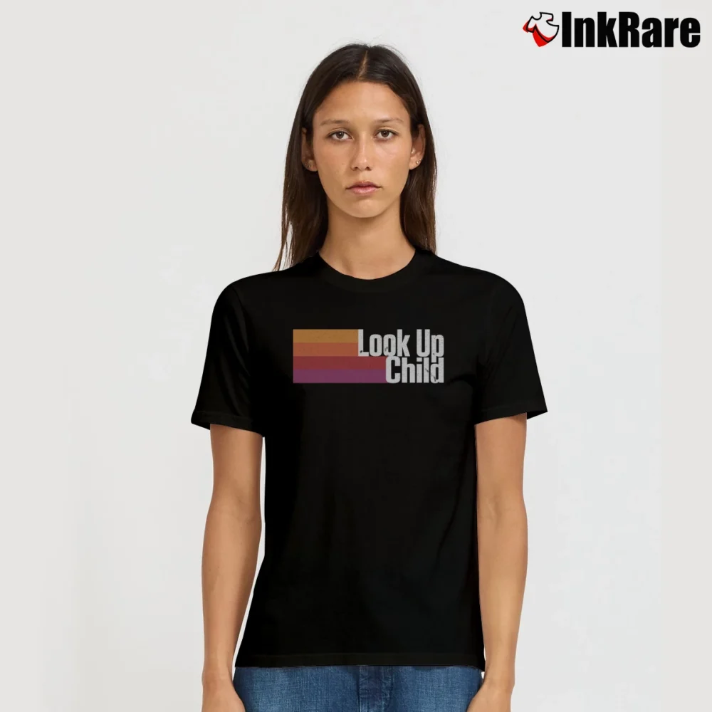 Women’s Lauren Daigle Look Up Child Striped Signature T-Shirt in black | Soft, Flattering Fit