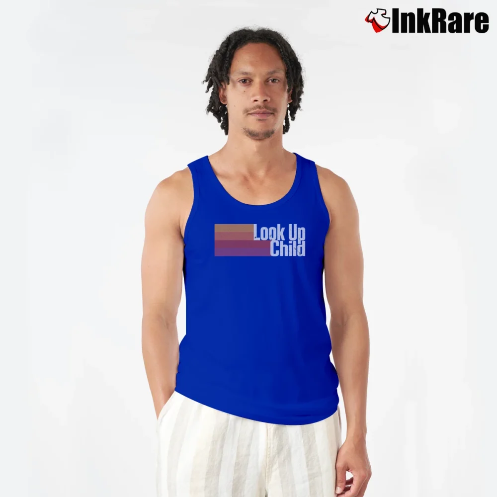 Men’s Lauren Daigle Look Up Child Striped Tank Top in royal blue | Breathable, Active-Friendly Design