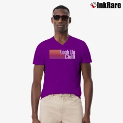 Men’s Lauren Daigle Look Up Child Striped V-Neck Tee in purple | Sharp, Breathable, Everyday Staple