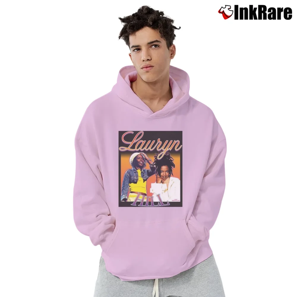 Men’s Lauryn Hill Graphic Music Pullover Hoodie in light pink | Cozy, Durable, Modern Fit