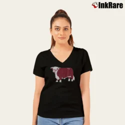 Women’s Lazy J Ranch Wear Hereford Logo V-Neck Tee in black | Chic Neckline, Soft Texture