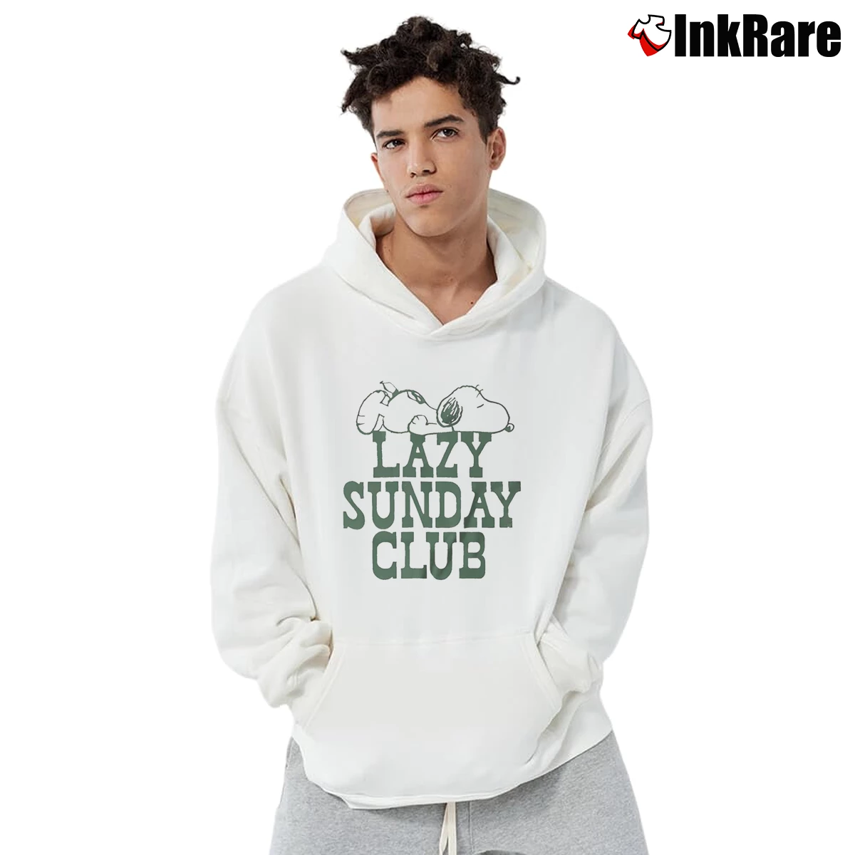 Lazy Sunday Club Snoopy Men’s Pullover Hoodie in white – Ultimate Warmth Men’s Lazy Sunday Club Snoopy Pullover Hoodie in white | Cozy, Durable, Modern Fit