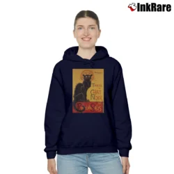 Women’s Le Chat Noir The Black Cat Steinlen Cozy Hoodie in navy | Warm, Structured, Stylish