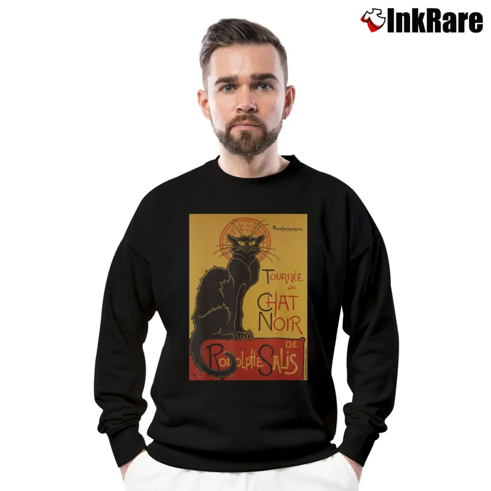 Men’s Le Chat Noir The Black Cat Steinlen Crewneck Sweatshirt in black | Cozy Fabric, Clean Style