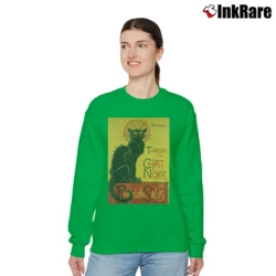Women’s Le Chat Noir The Black Cat Steinlen Relaxed Sweatshirt in irish green | Soft, Laid-Back Vibe