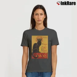 Women’s Le Chat Noir The Black Cat Steinlen Signature T-Shirt in charcoal | Soft, Flattering Fit