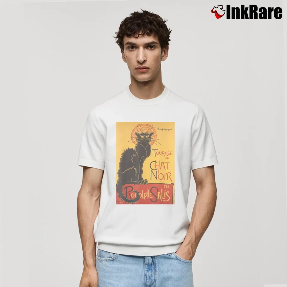 Men’s Le Chat Noir The Black Cat Steinlen Classic T-Shirt in white | Soft, Breathable Everyday Wear