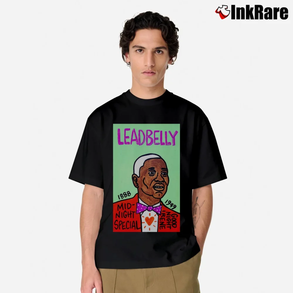 Men’s Leadbelly Blues Folk Art Vintage Classic T-Shirt in black | Soft, Breathable Everyday Wear