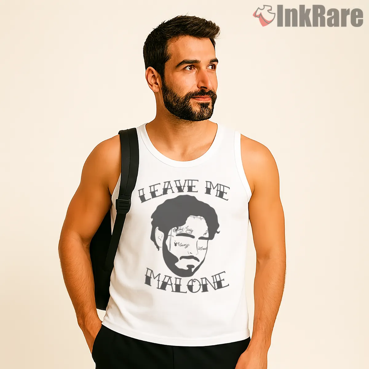 Leave Me Malone Funny Post Malone Pun Tank Top White Leave Me Malone Funny Post Malone Pun Shirt on white tank top for men graphic tee