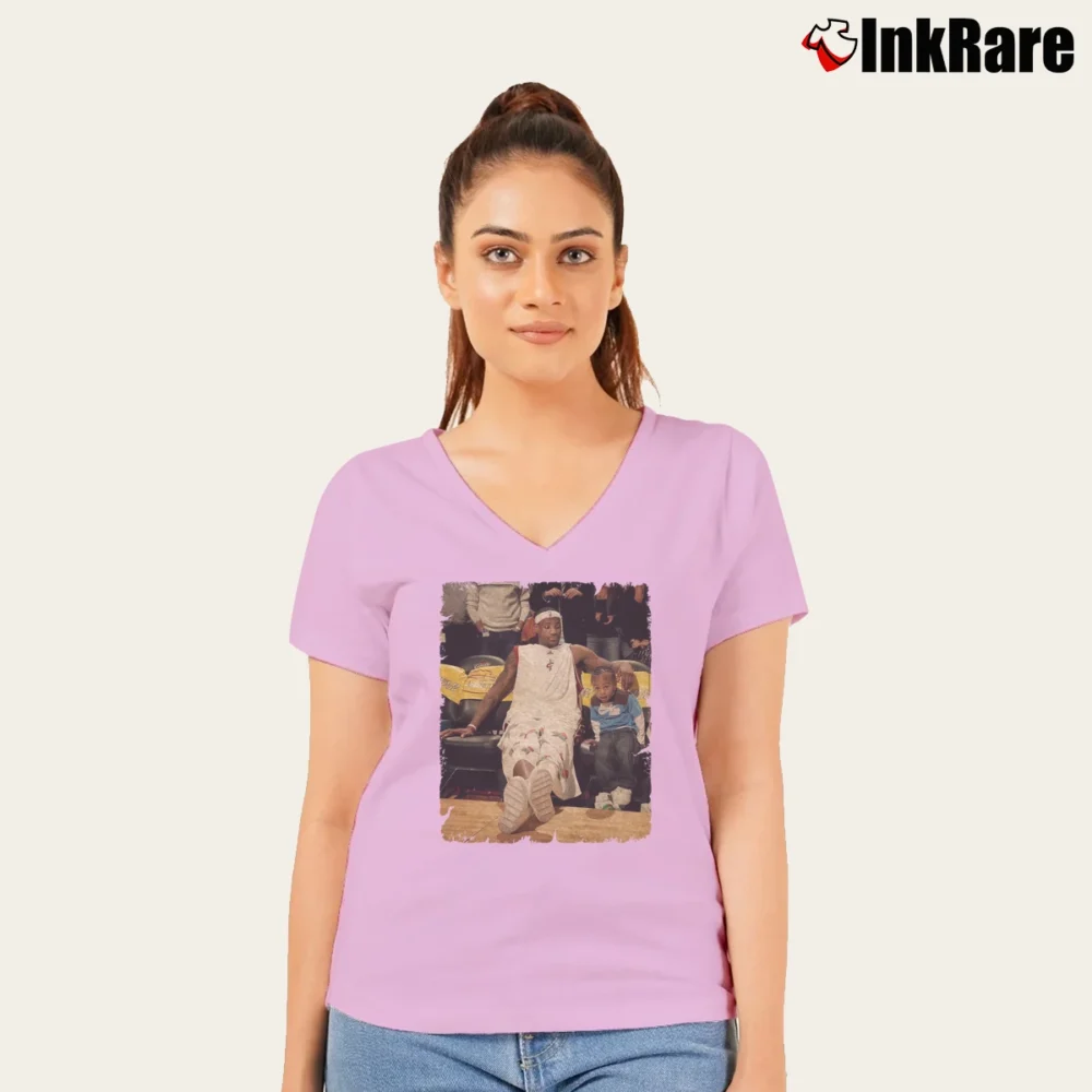 Women’s LeBron James And Bronny James V-Neck Tee in light pink | Chic Neckline, Soft Texture