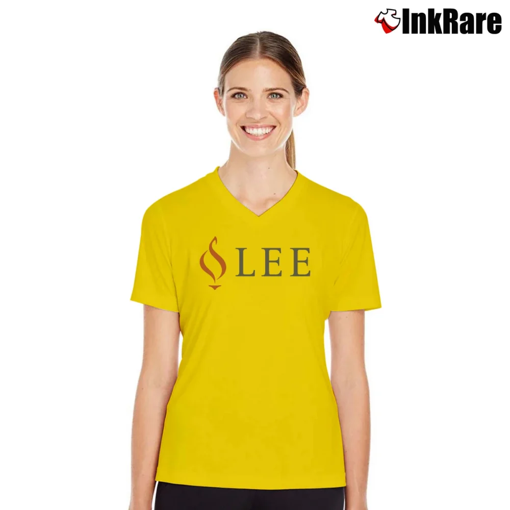 Women’s Lee University Campus Spirit V-Neck Tee in yellow | Chic Neckline, Soft Texture