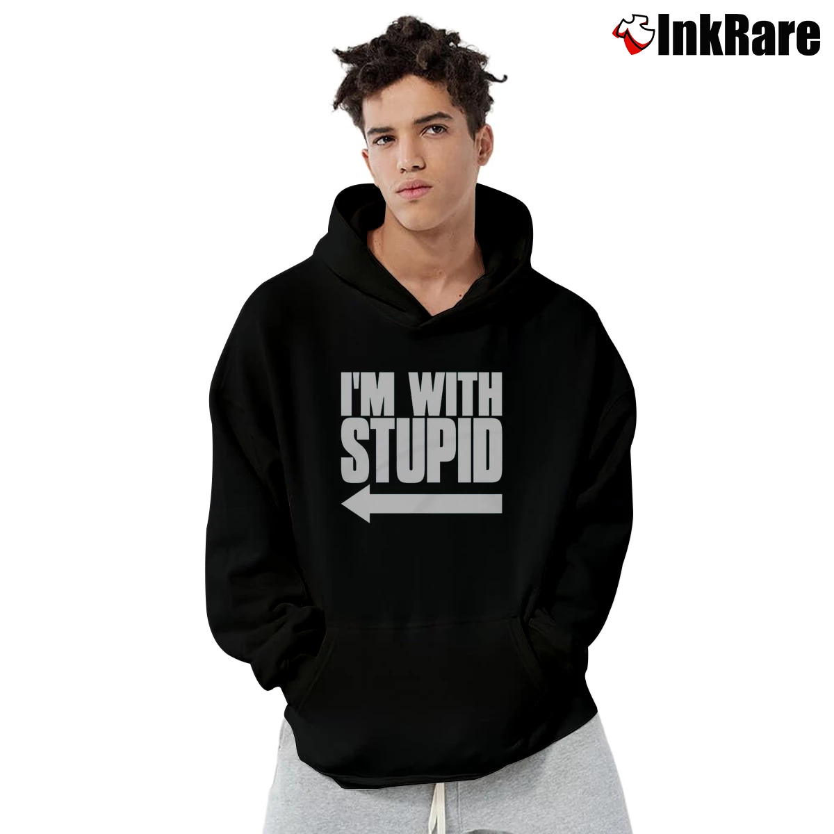 Left Arrow I’m With Stupid Dumb And Dumber Men’s Pullover Hoodie in black – Ultimate Warmth Men’s Left Arrow I'm With Stupid Dumb And Dumber Pullover Hoodie in black | Cozy, Durable, Modern Fit