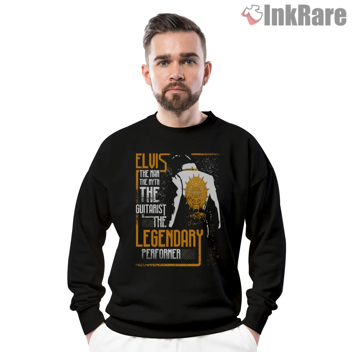Legendary Elvis Presley Winged Guitar Back Print Shirt on graphic shirt for men graphic tee