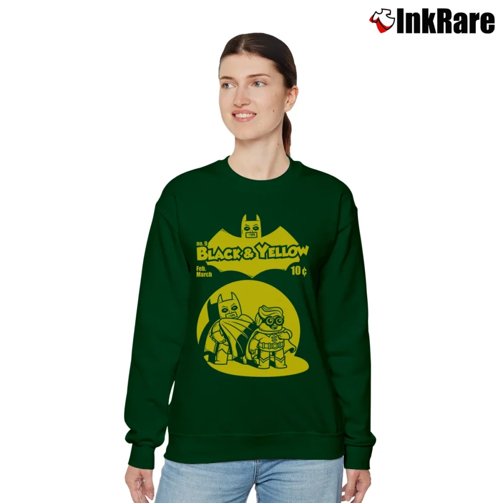 Women’s Lego Batman Movie Black Yellow Graphic Relaxed Sweatshirt in forest green | Soft, Laid-Back Vibe