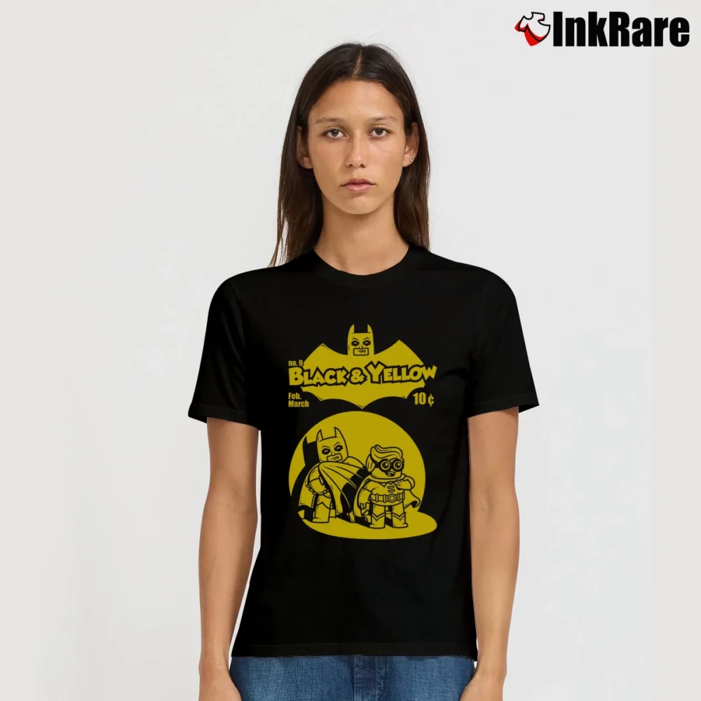 Women’s Lego Batman Movie Black Yellow Graphic Signature T-Shirt in black | Soft, Flattering Fit