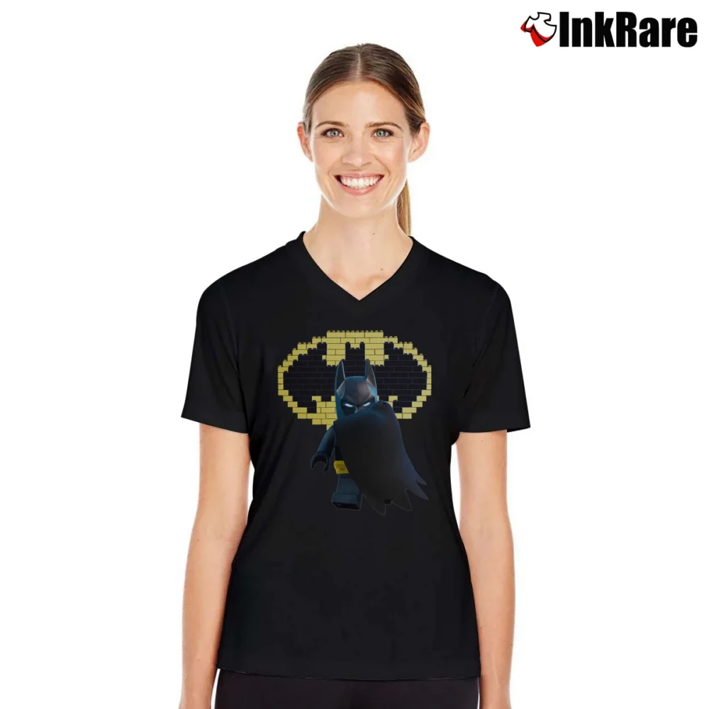 Women’s Lego Batman Movie Graphic V-Neck Tee in black | Chic Neckline, Soft Texture