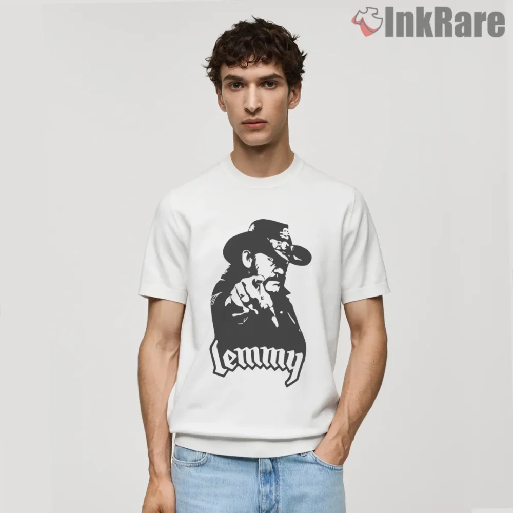 Lemmy Kilmister Rock And Roll Eighty Eight Silhouette Shirt on white short sleeve shirt for men graphic tee