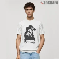 Lemmy Kilmister Rock And Roll Eighty Eight Silhouette Shirt on white short sleeve shirt for men graphic tee