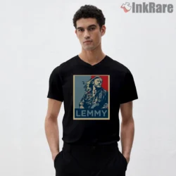 Lemmy Motorhead Hope Style Poster Graphic Shirt on black v-neck shirt for men graphic tee
