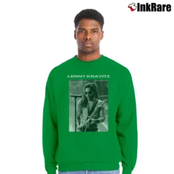 Men’s lenny kravitz in memoriam tribute band Crewneck Sweatshirt in irish green | Cozy Fabric, Clean Style