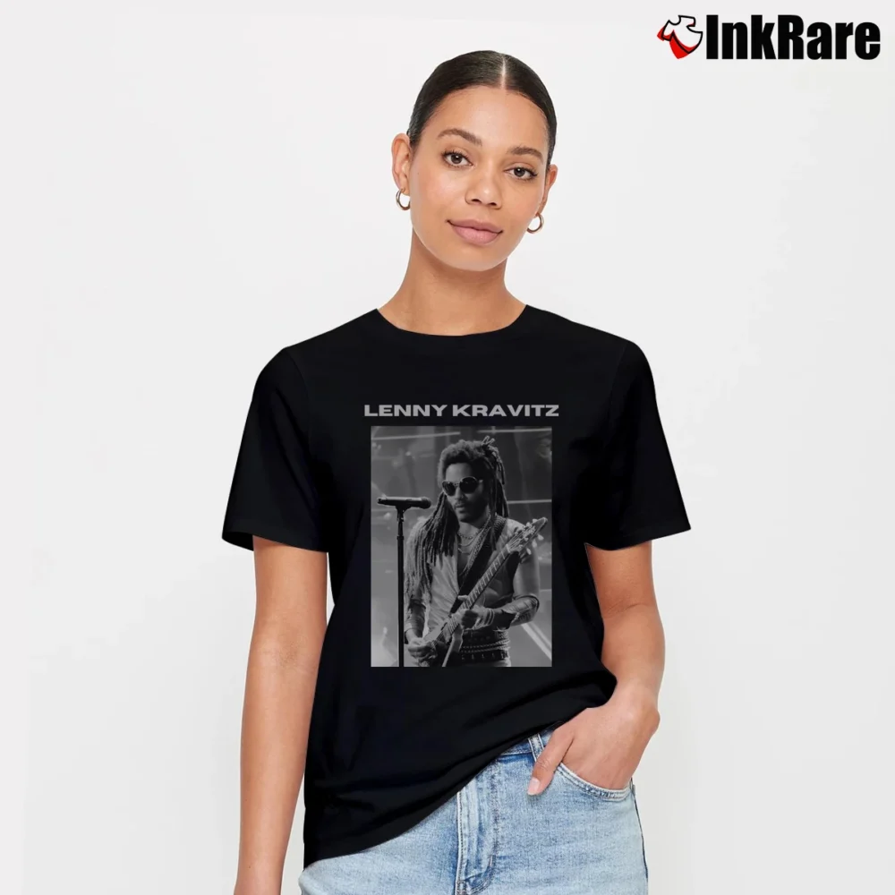 Women’s lenny kravitz in memoriam tribute band Signature T-Shirt in black | Soft, Flattering Fit