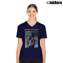 Women’s lenny kravitz in memoriam tribute band V-Neck Tee in navy | Chic Neckline, Soft Texture
