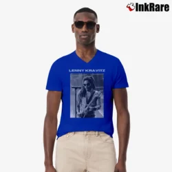 Men’s lenny kravitz in memoriam tribute band V-Neck Tee in royal blue | Sharp, Breathable, Everyday Staple