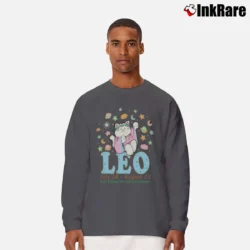 Men’s Leo Zodiac Cat Astrology Personality Graphic Long-Sleeve Shirt in charcoal | Sleek, Lightweight, Year-Round Wear