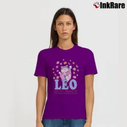 Women’s Leo Zodiac Cat Astrology Personality Graphic Signature T-Shirt in purple | Soft, Flattering Fit