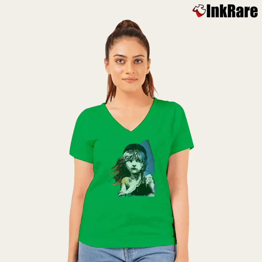 Women’s Les Miserables Broadway Musical V-Neck Tee in irish green | Chic Neckline, Soft Texture